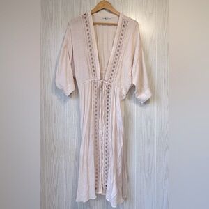Love Tree Blush Pink Crochet Trim Kimono Duster Cardigan Size M